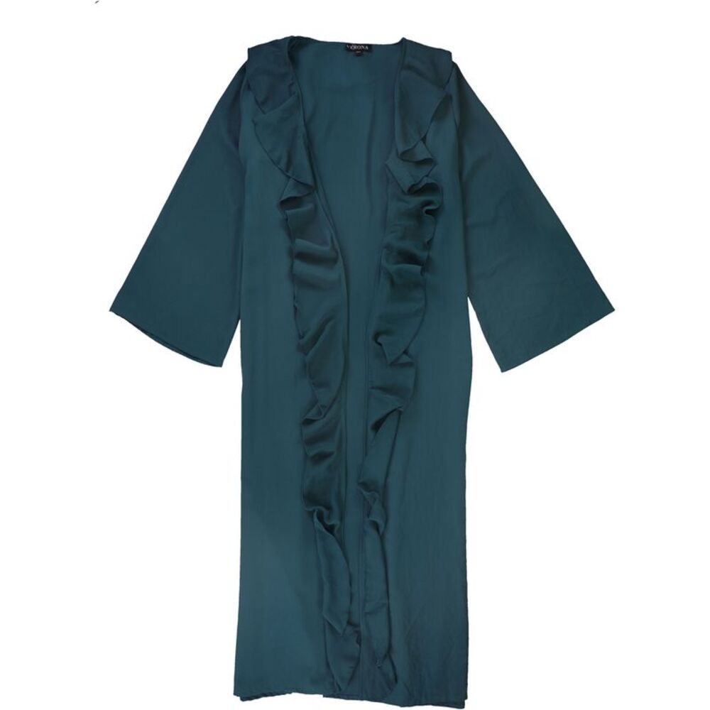 Verona Collection Womens Ruffled Cardigan Sweater, Blue, M, DM